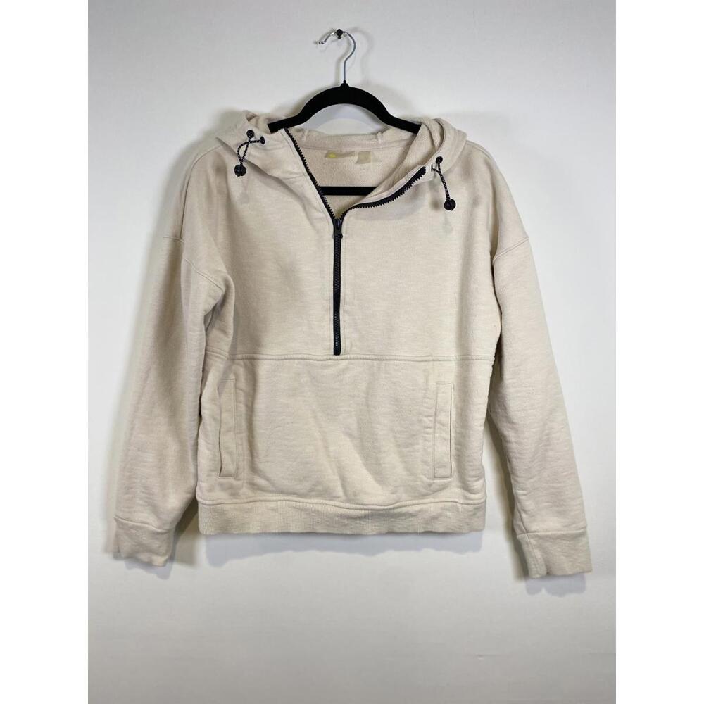 Zella Cream Half-Zip Hoodie Sweatshirt Size S